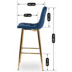 Scaun de bar Mebel Elite Ariel (Blue/Gold) Thumb