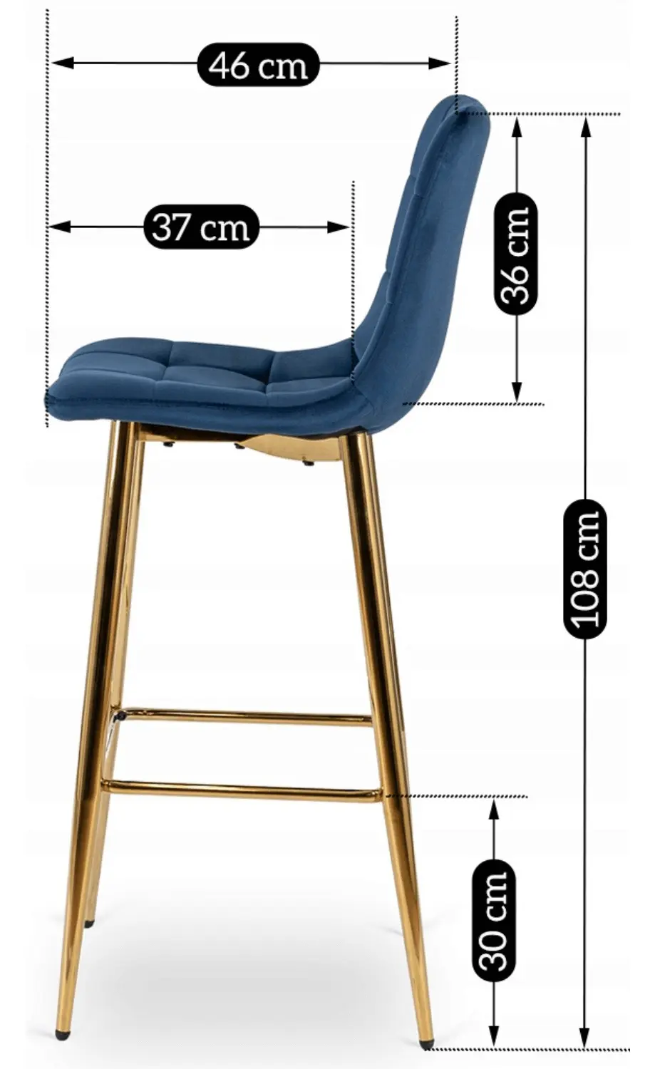 Scaun de bar Mebel Elite Ariel (Blue/Gold)