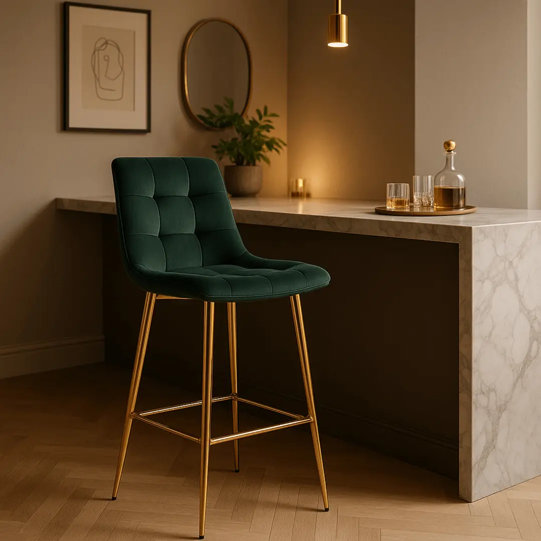 Барный стул Mebel Elite Ariel (Green/Gold)