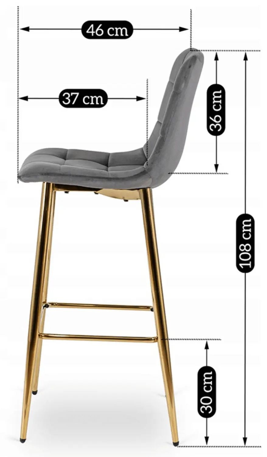 Барный стул Mebel Elite Ariel (Grey/Gold)