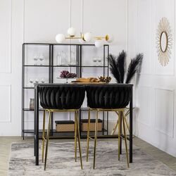 Scaun de bar Mebel Elite Flores 2 (Black/Golden) Thumb