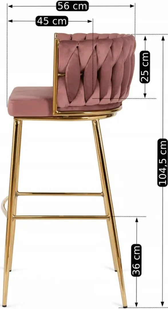 Scaun de bar Mebel Elite Flores 2 (Pink/Golden) - 8