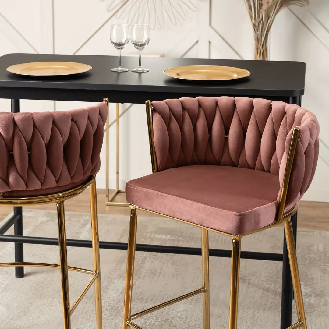Scaun de bar Mebel Elite Flores 2 (Pink/Golden) - 9