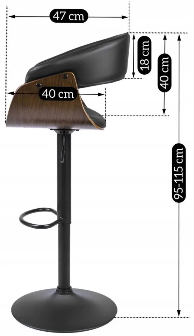 Барный стул Mebel Elite Nevada (Black/Walnut)