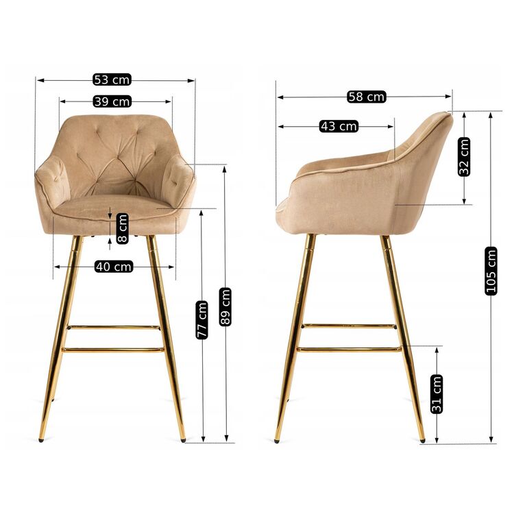 Scaun de bar Mebel Elite Salem (Beige)