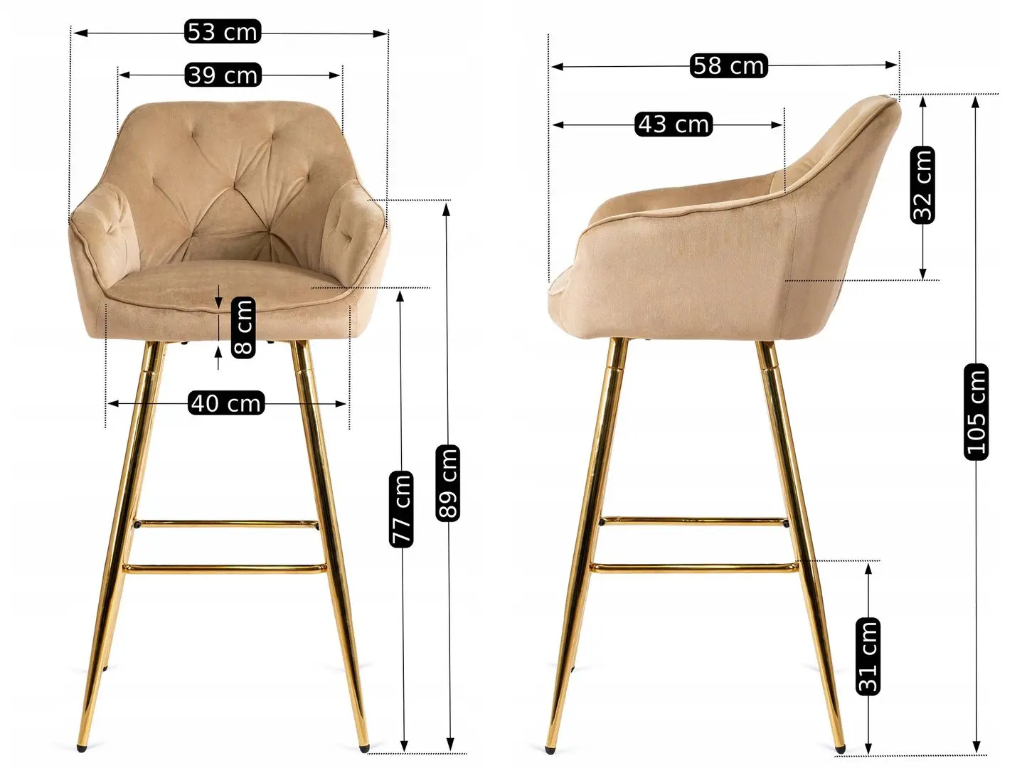 Scaun de bar Mebel Elite Salem (Beige)