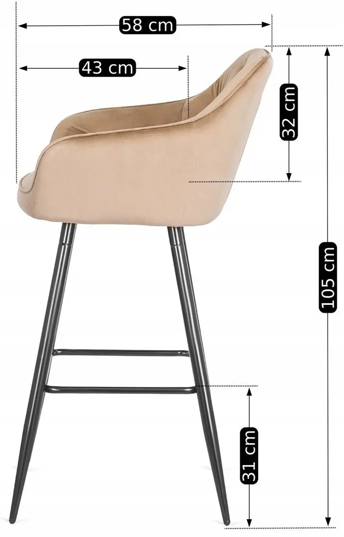 Scaun de bar Mebel Elite Salem (Beige/Black)