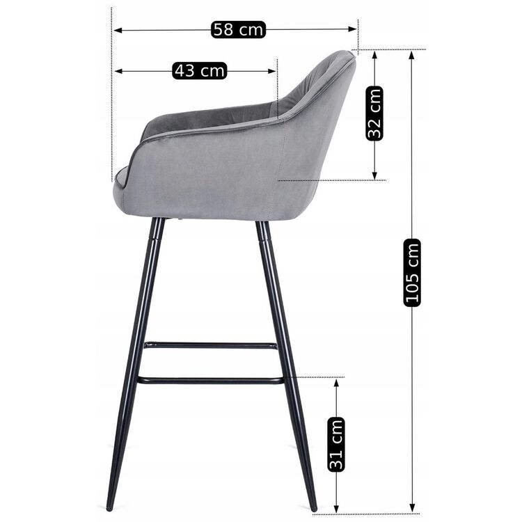Scaun de bar Mebel Elite Salem (Grey/Black)