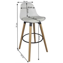 Scaun de bar Mobhaus Evans (White/Beech) Thumb