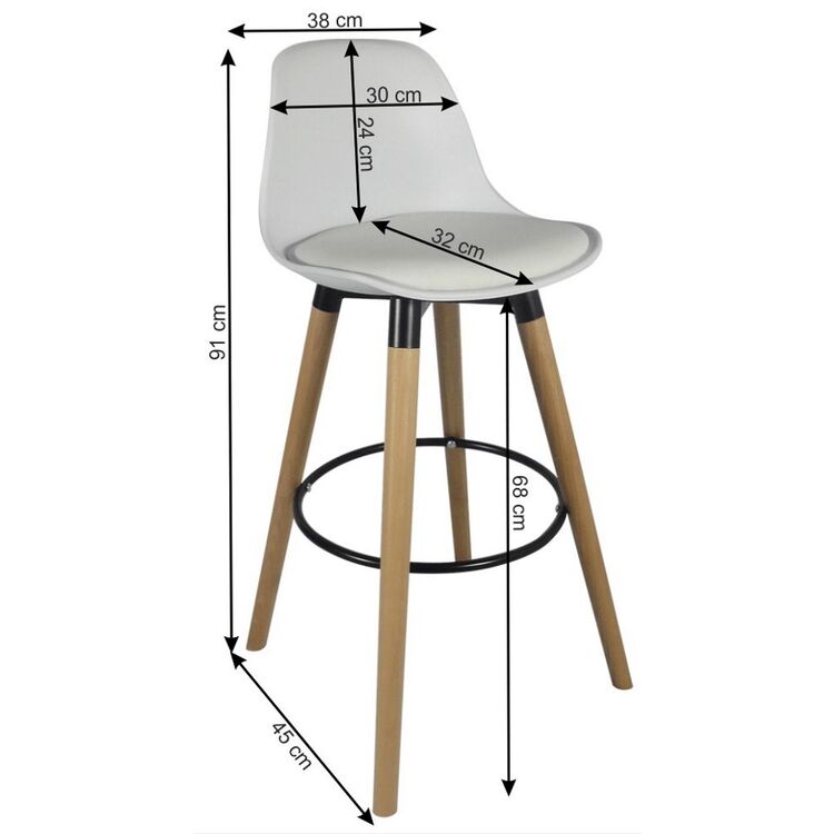 Scaun de bar Mobhaus Evans (White/Beech)
