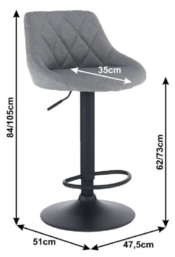 Scaun de bar Mobhaus Terkan (Gray/Black)