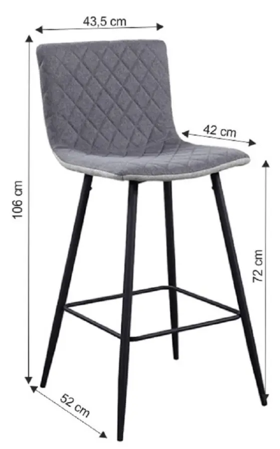 Scaun de bar Mobhaus Torana (Gray/Black) - 3