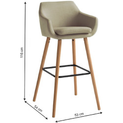 Set scaune de bar Mobhaus Tahira 2pcs (Beige/Beech) Thumb