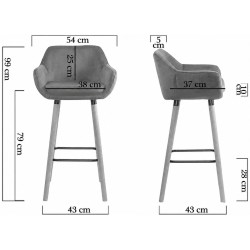 Барный стул Prestige Chairs ABS 1271 (Grey/Natural) Thumb
