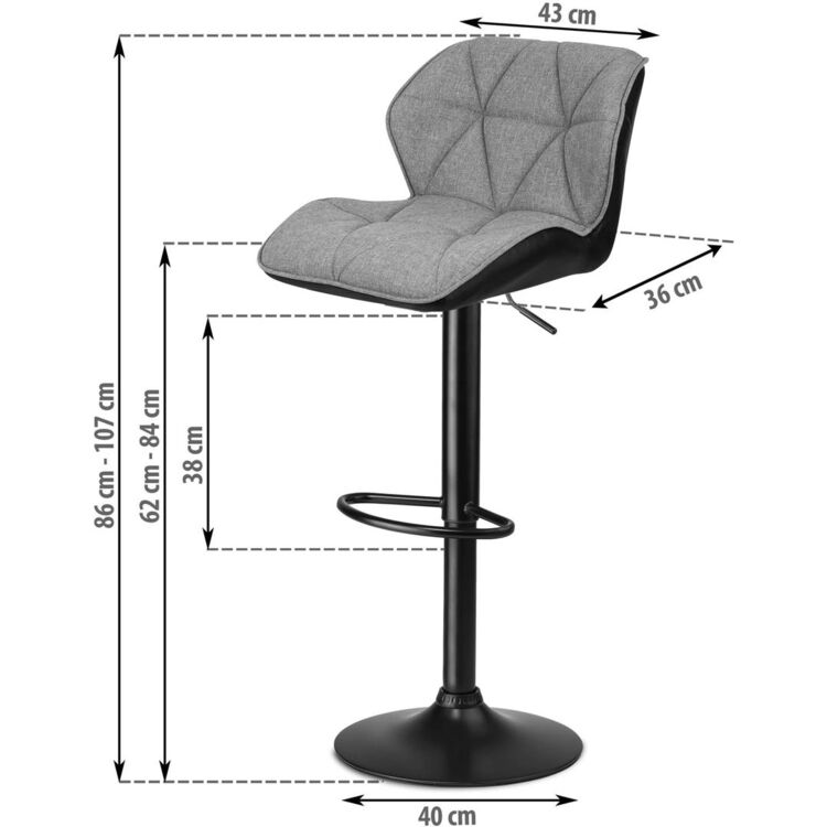 Scaun de bar Sofotel Castel (Black/Grey)