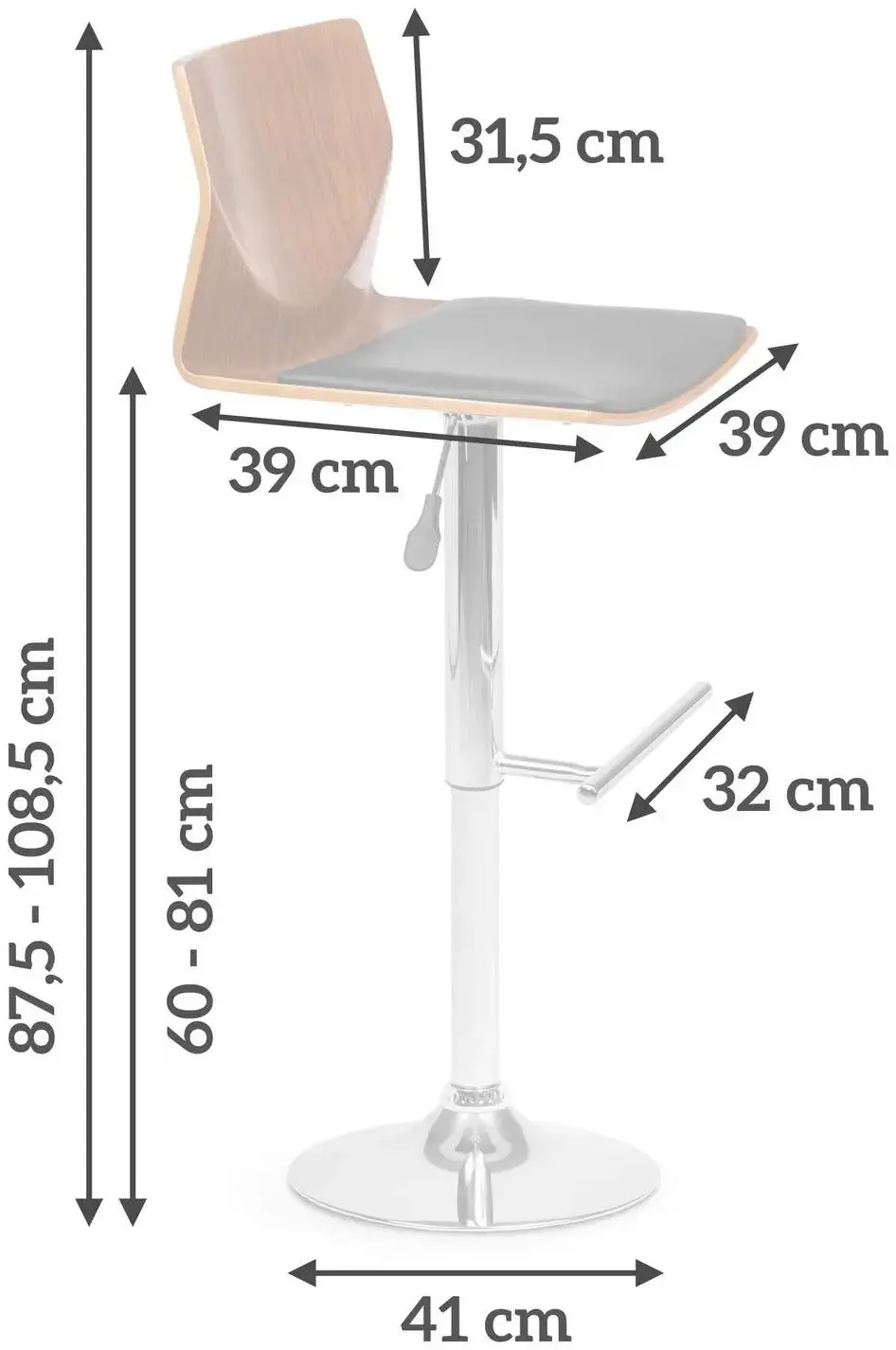 Scaun de bar Sofotel Rigi 2706 (Natural/Chrome) - 3