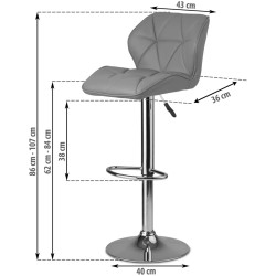 Set scaune de bar Sofotel Castel 260101-2 (Grey/Chrome) Thumb