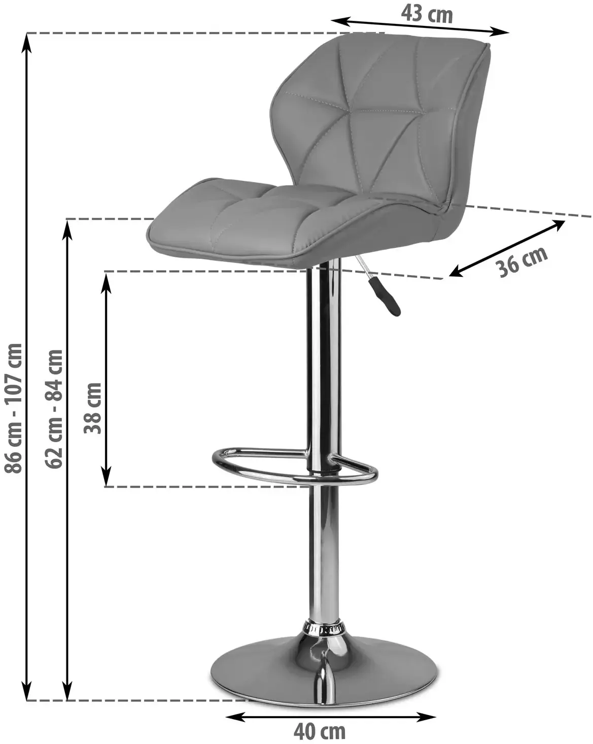 Set scaune de bar Sofotel Castel 260101-2 (Grey/Chrome) - 3