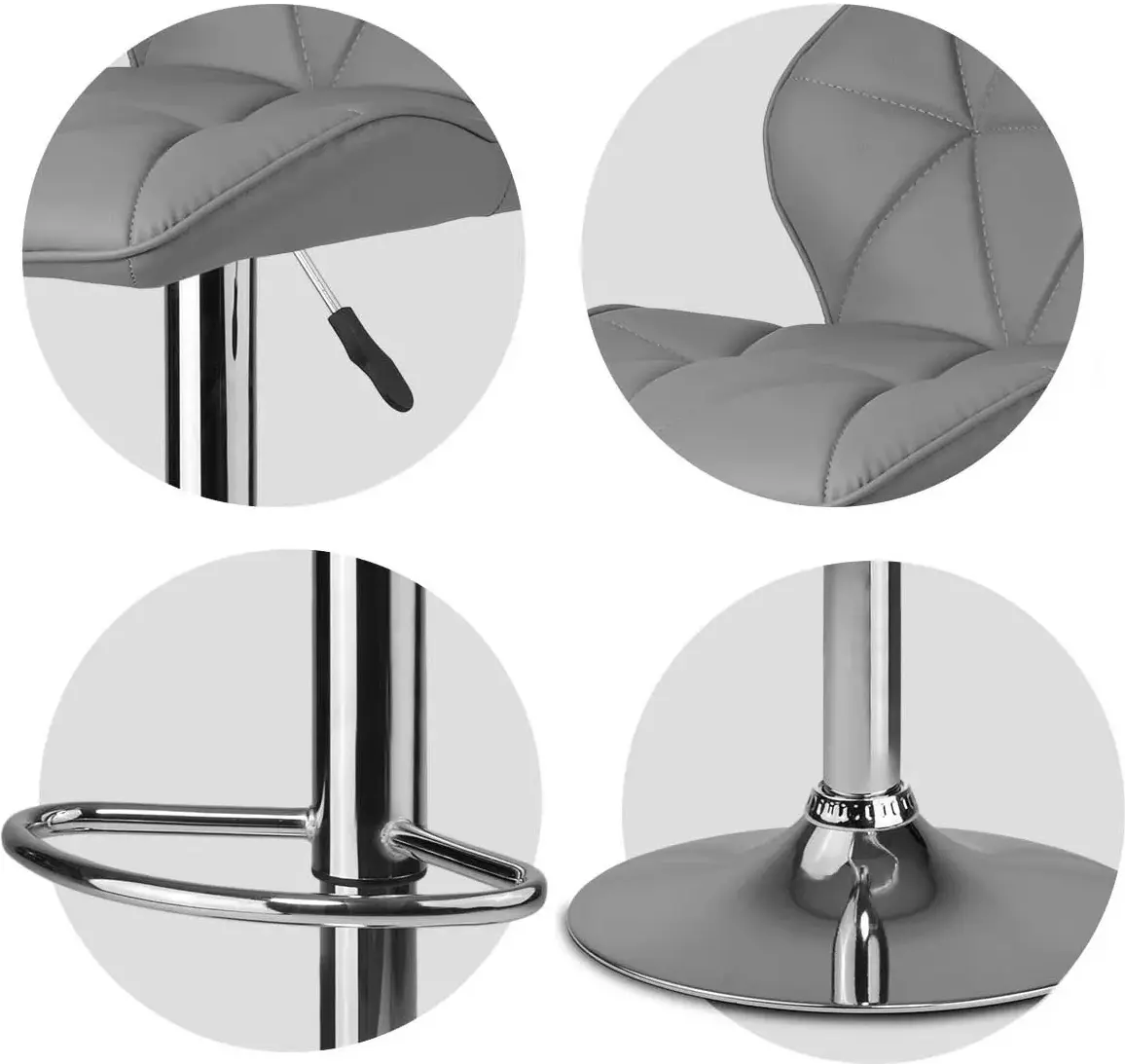 Set scaune de bar Sofotel Castel 260101-2 (Grey/Chrome) - 4