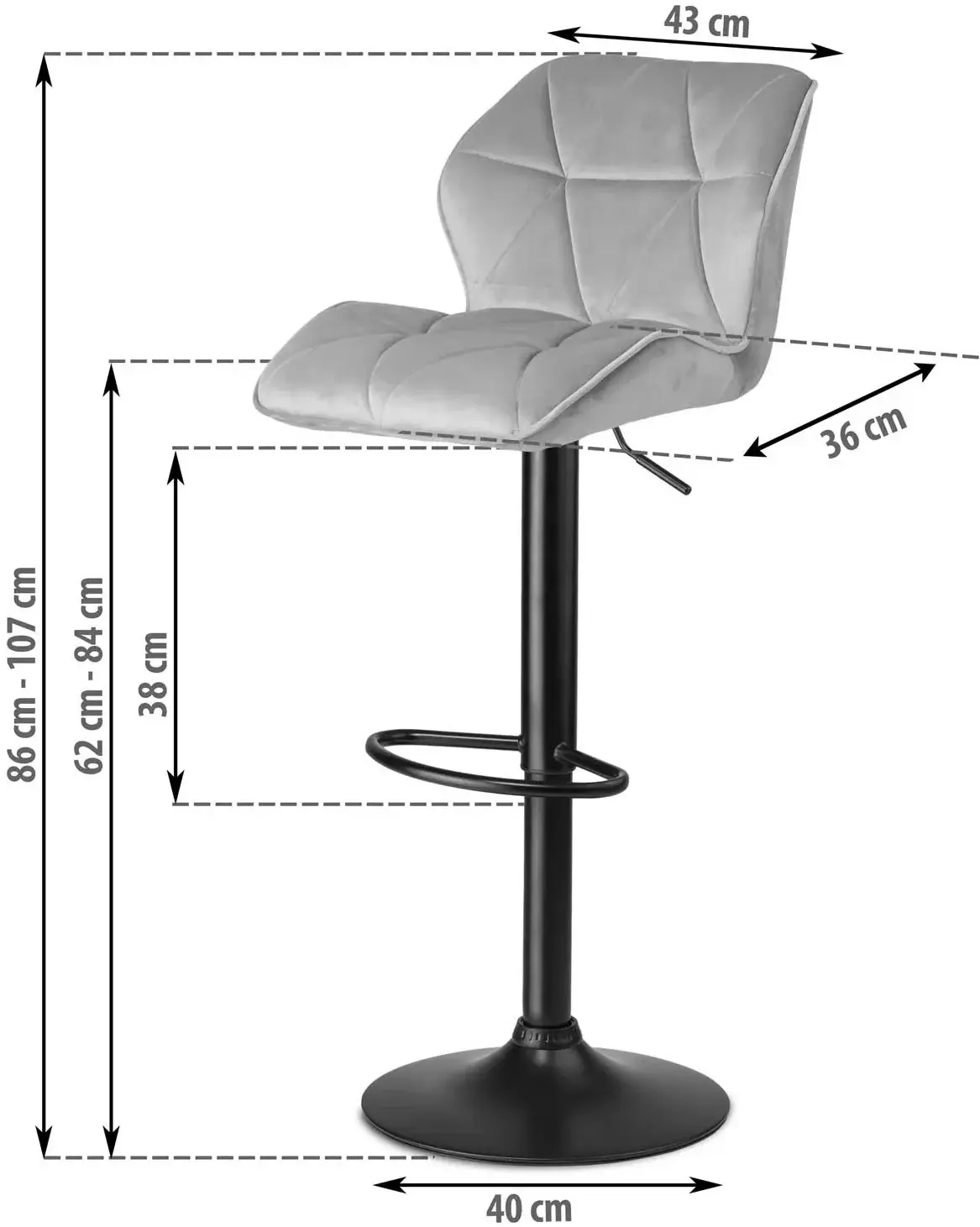 Набор барных стульев Sofotel Castel 260110-2 (Grey/Black) - 5