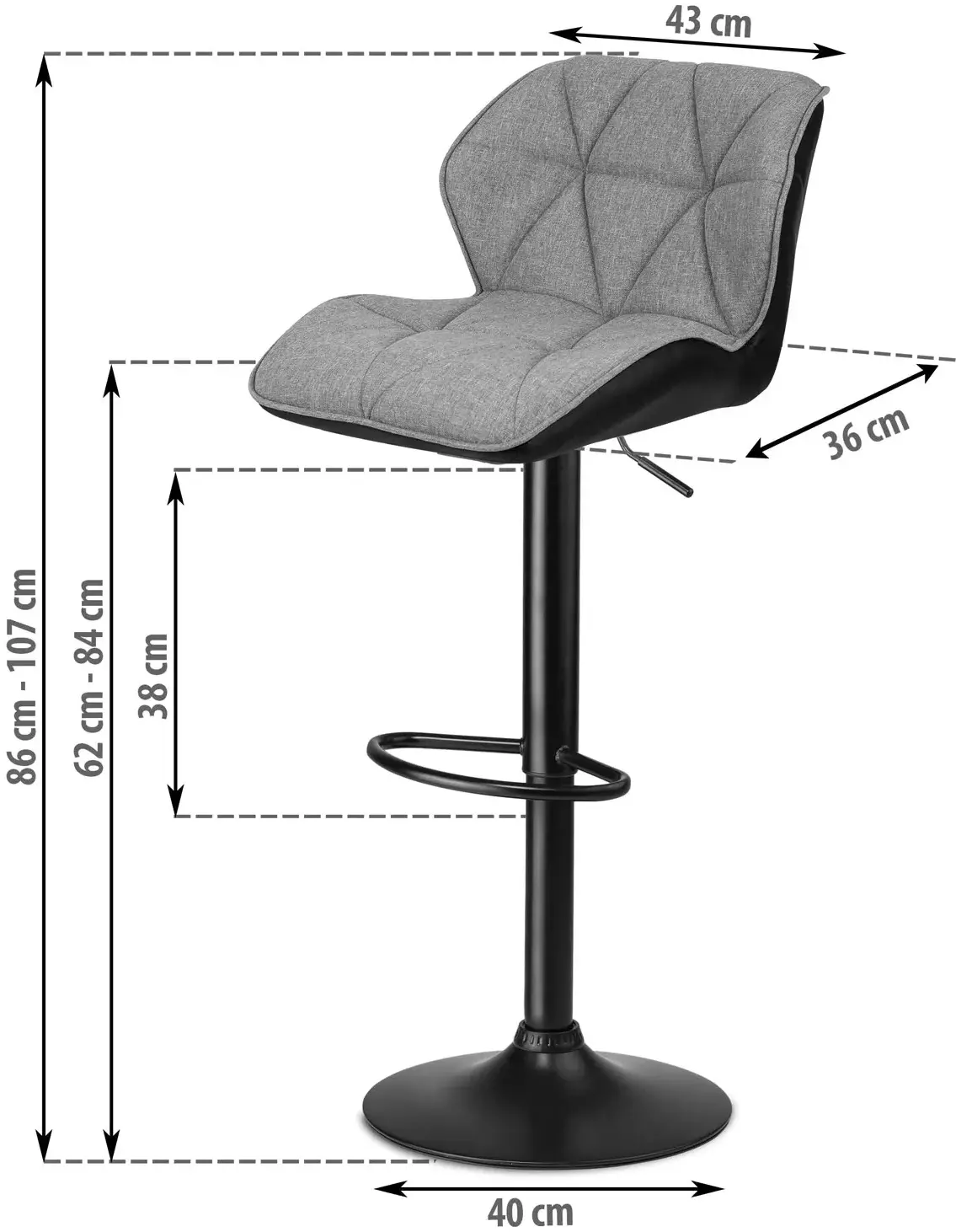 Набор барных стульев Sofotel Castel 260130-2 (Grey/Black) - 3
