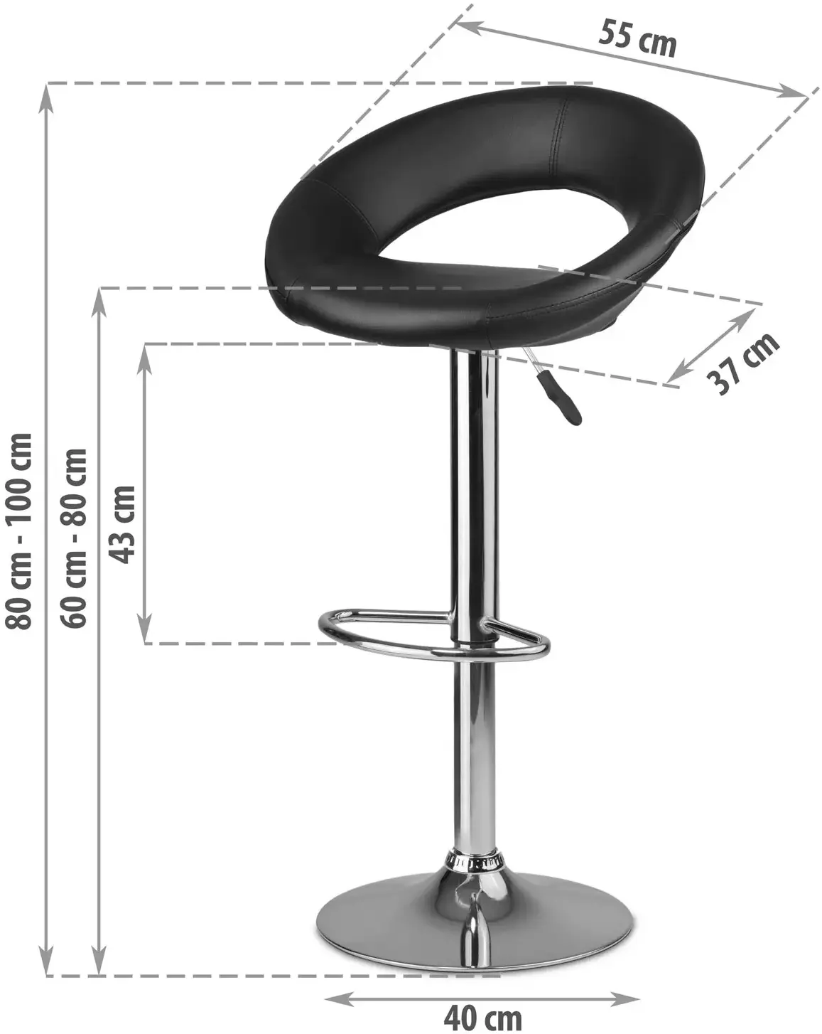 Набор барных стульев Sofotel Forza 260200-2 (Black/Chrome) - 3