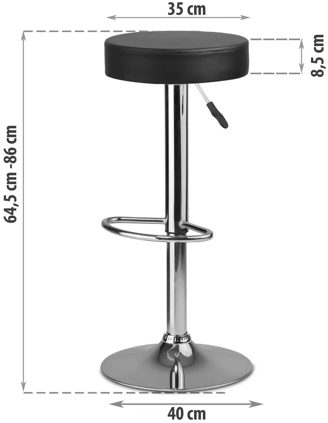 Set scaune de bar Sofotel Imago 260300-2 (Black/Chrome) - 6