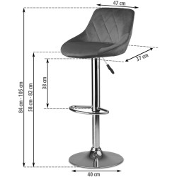 Set scaune de bar Sofotel Nerra 260010-2 (Grey/Chrome) Thumb