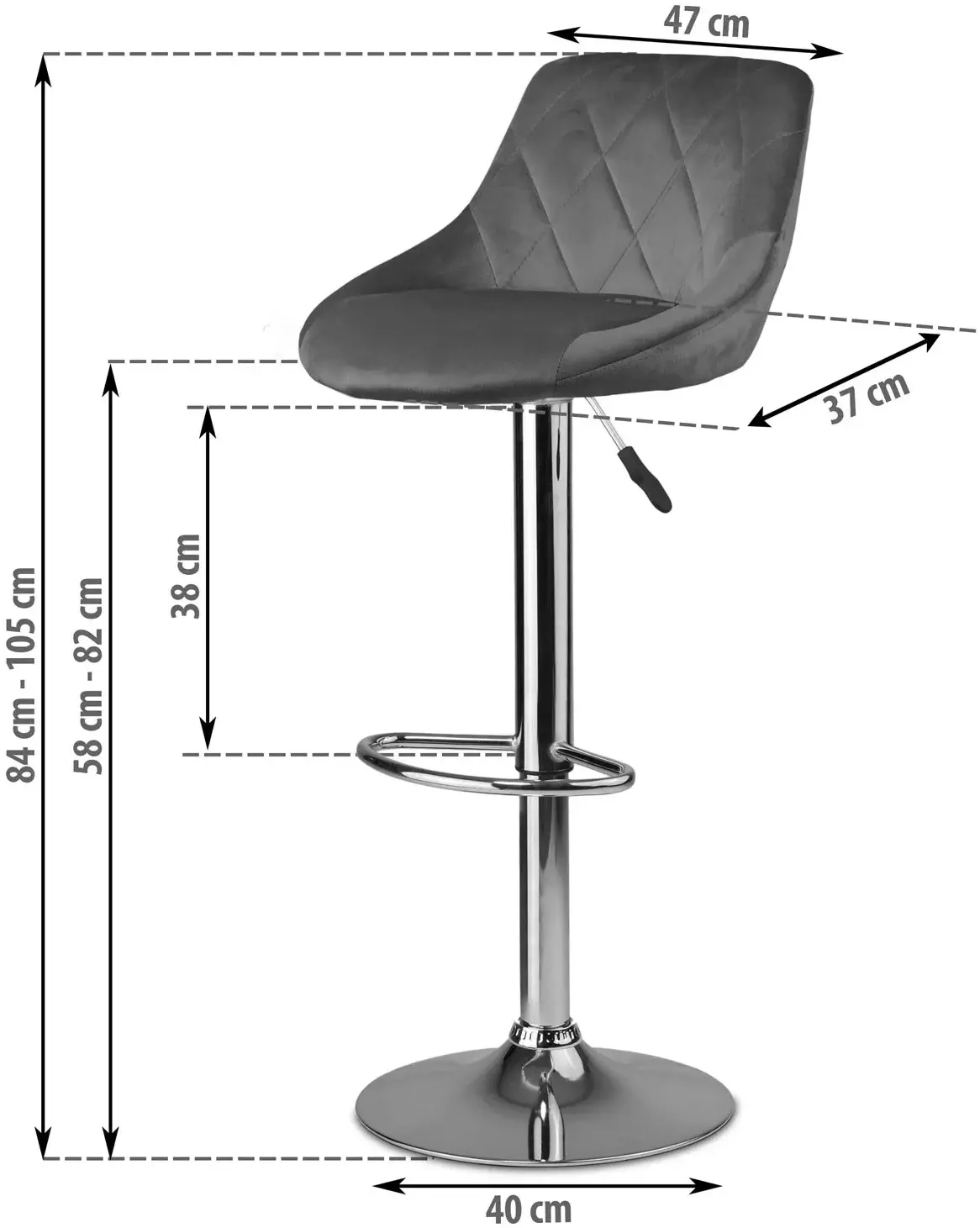 Set scaune de bar Sofotel Nerra 260010-2 (Grey/Chrome) - 6