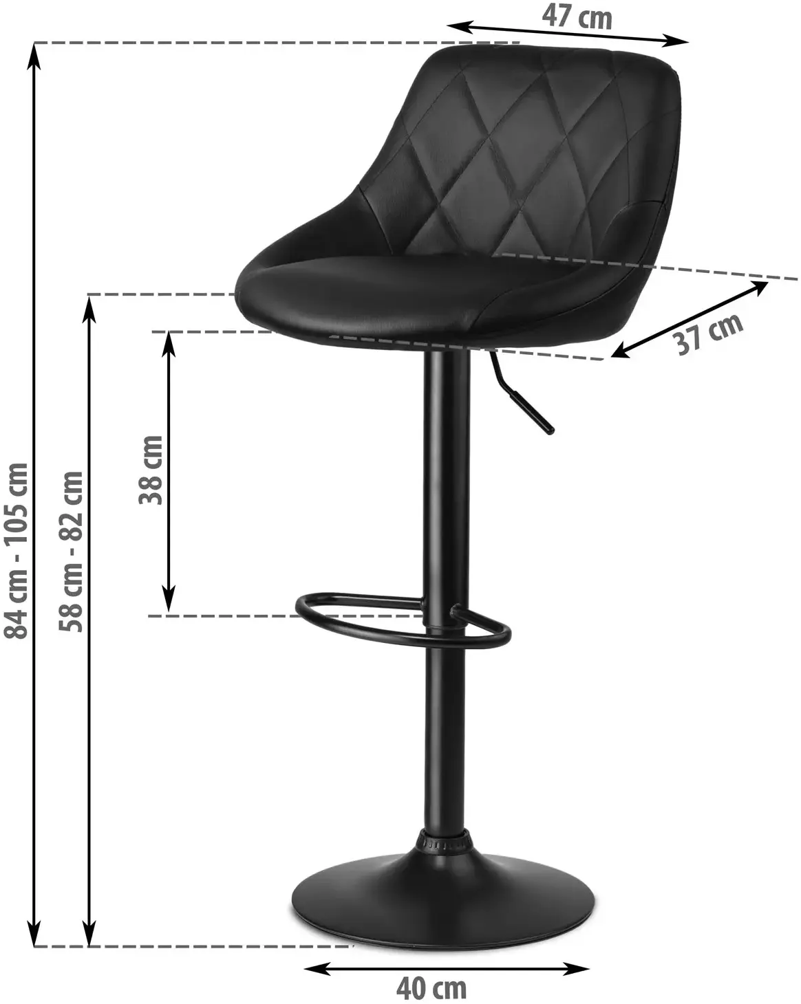 Set scaune de bar Sofotel Nerra 260020-2 (Black) - 7