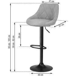 Set scaune de bar Sofotel Nerra 260040-2 (Black/Grey) Thumb