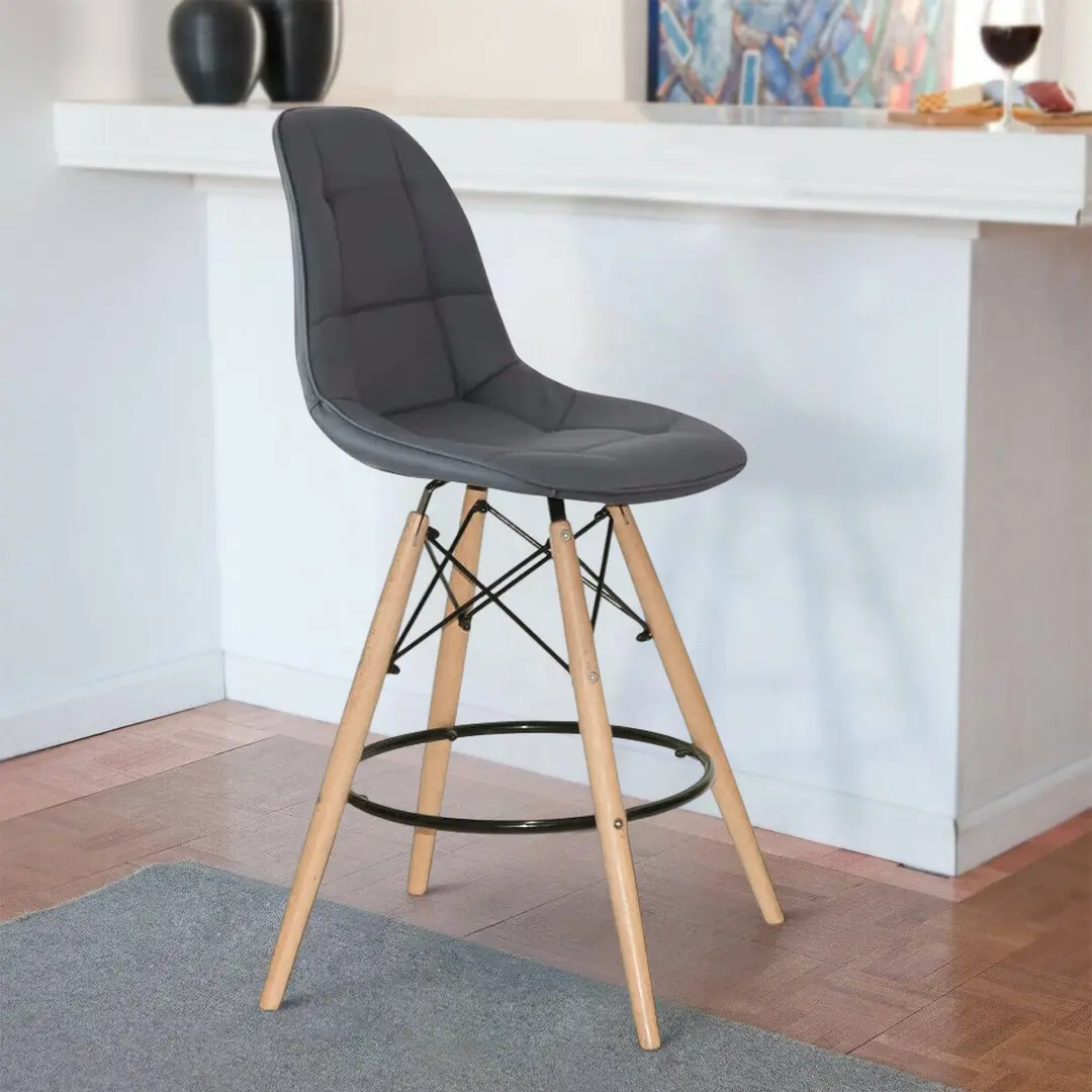 Scaun de bar Sunrise B-04 PU (Gray/Beech)