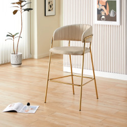 Scaun de bar Tempo Kondela Dasmin New Tip 2 (Beige/Chrome Gold)