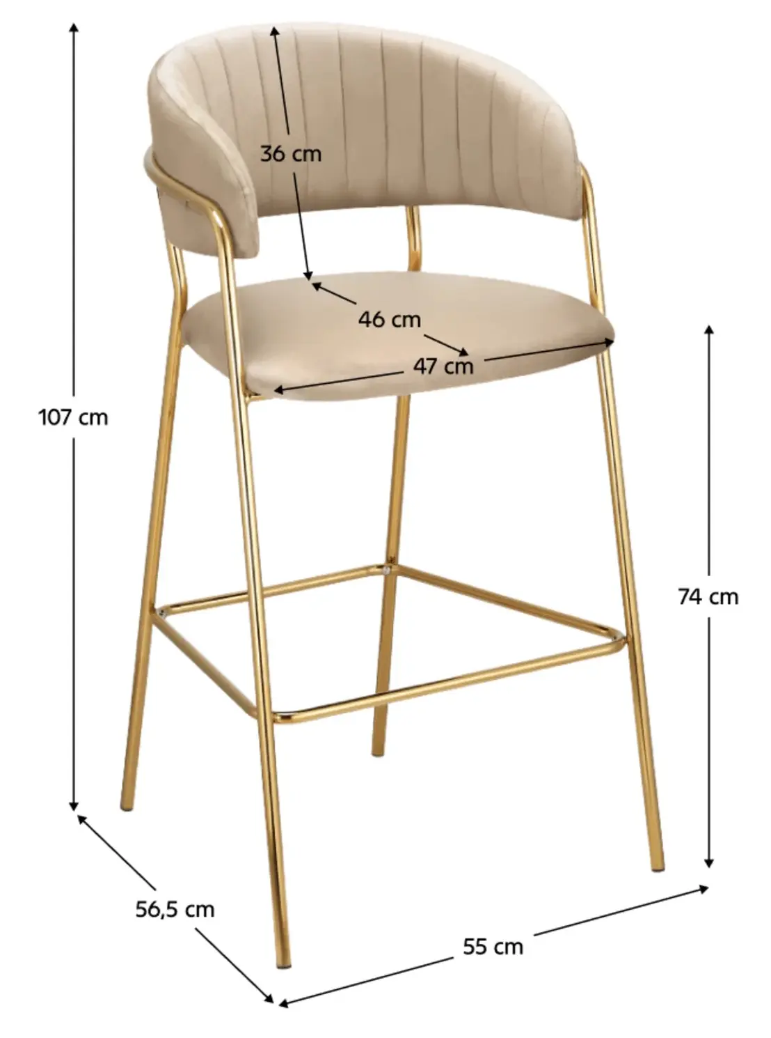 Scaun de bar Tempo Kondela Dasmin New Tip 2 (Beige/Chrome Gold) - 7