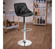 Scaun de bar Tempo Kondela Marid Leather (Black/Chrome)