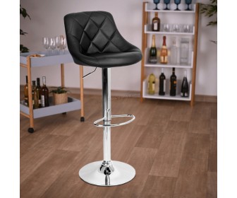 Scaun de bar Tempo Kondela Marid Leather (Black/Chrome)