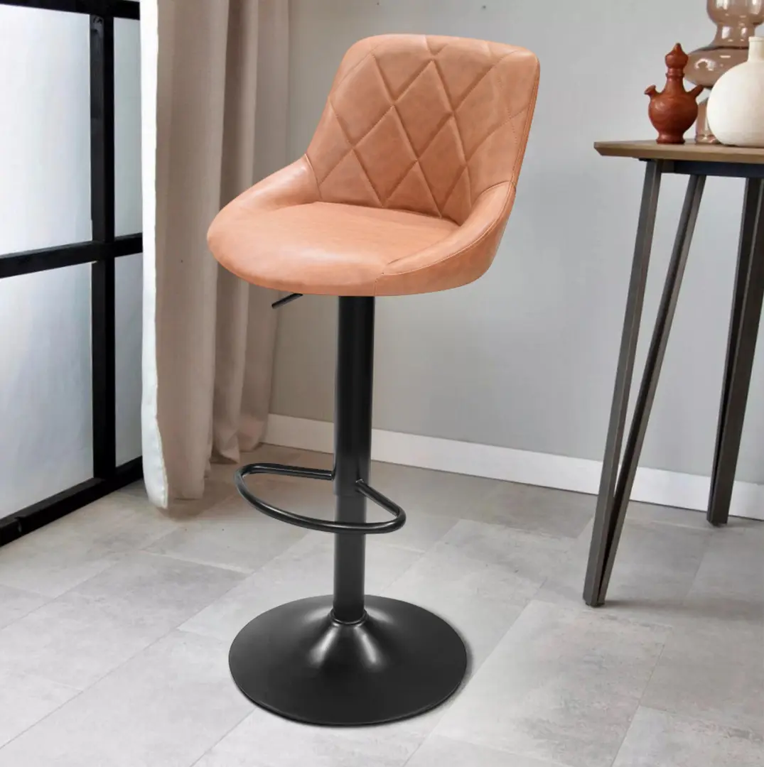 Scaun de bar Tempo Kondela Terkan New (Cognac/Black)