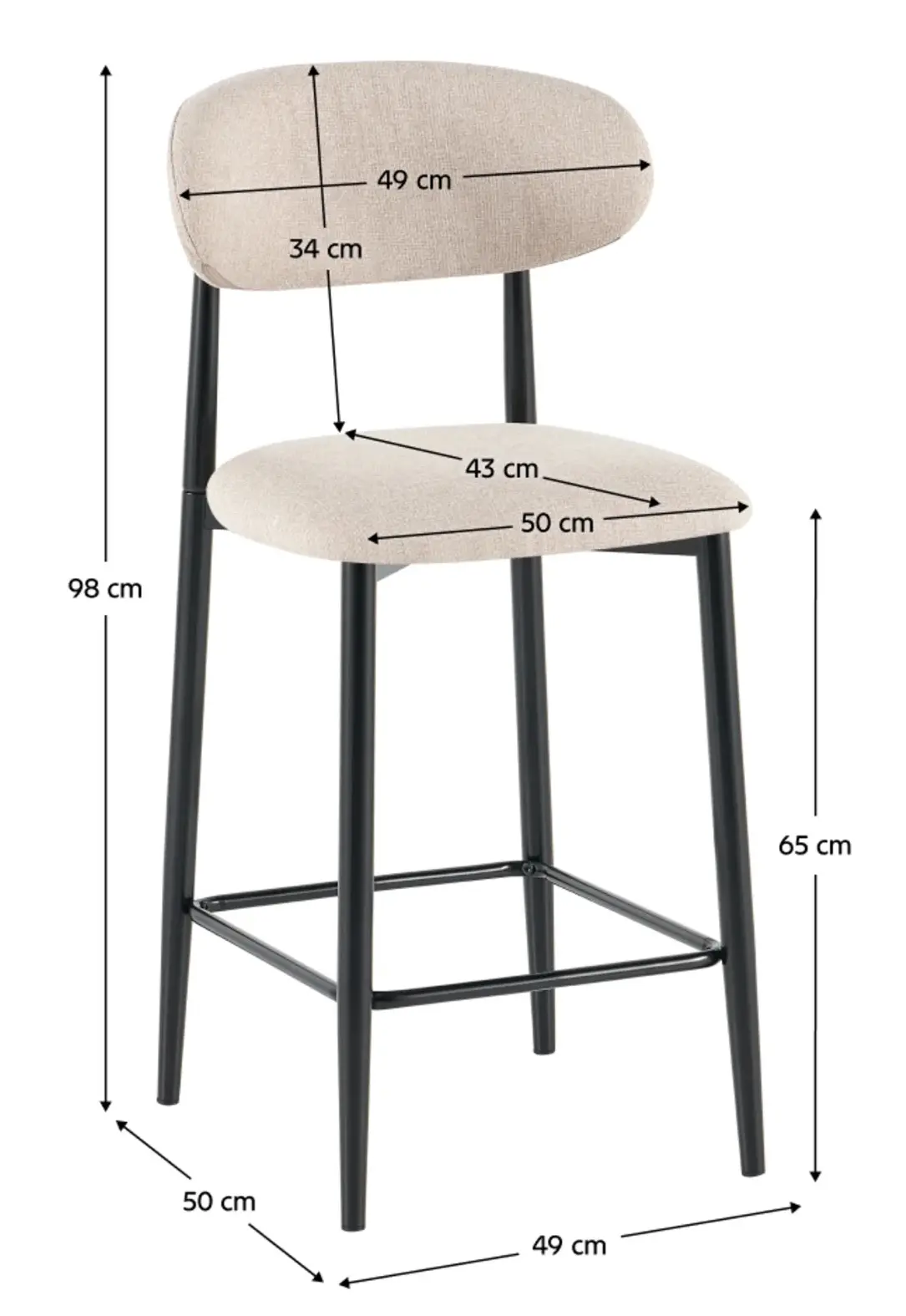 Scaun de bar Tempo Kondela Zajda Typ 2 (Beige/Black) - 3