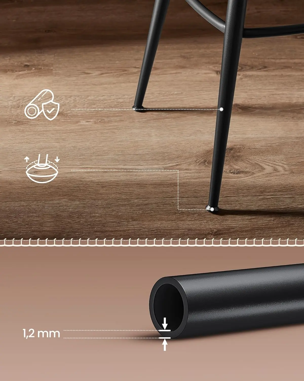 Набор барных стульев Vasagle Ekho LBC889K01 (Caramel Brown/Black) - 5