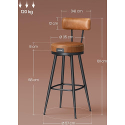 Набор барных стульев Vasagle Ekho LBC889K01 (Caramel Brown/Black) Thumb