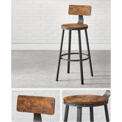 Набор барных стульев Vasagle LBC026B01V1 (Rustic Brown/Black) Thumb