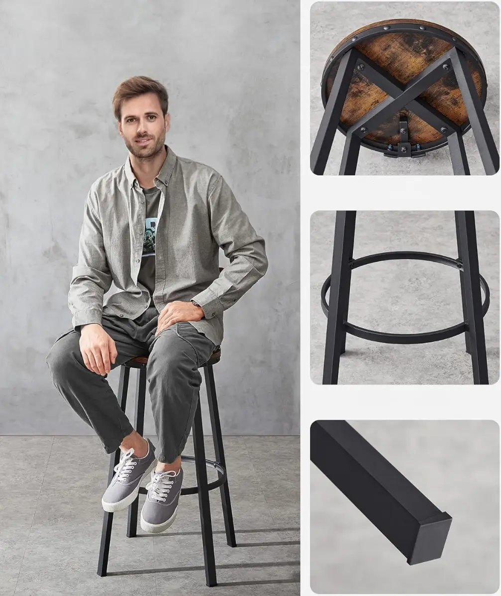 Набор барных стульев Vasagle LBC026B01V1 (Rustic Brown/Black) - 4