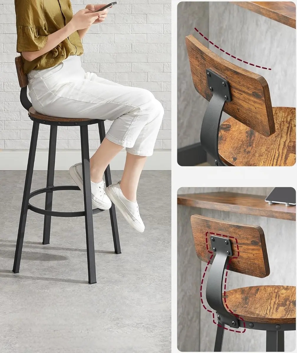 Набор барных стульев Vasagle LBC026B01V1 (Rustic Brown/Black) - 5