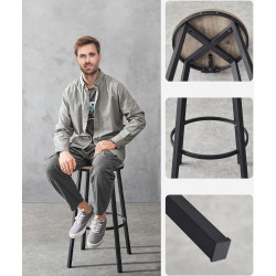 Набор барных стульев Vasagle LBC026B02 (Greige/Black) Thumb