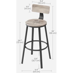 Набор барных стульев Vasagle LBC026B02 (Greige/Black) Thumb