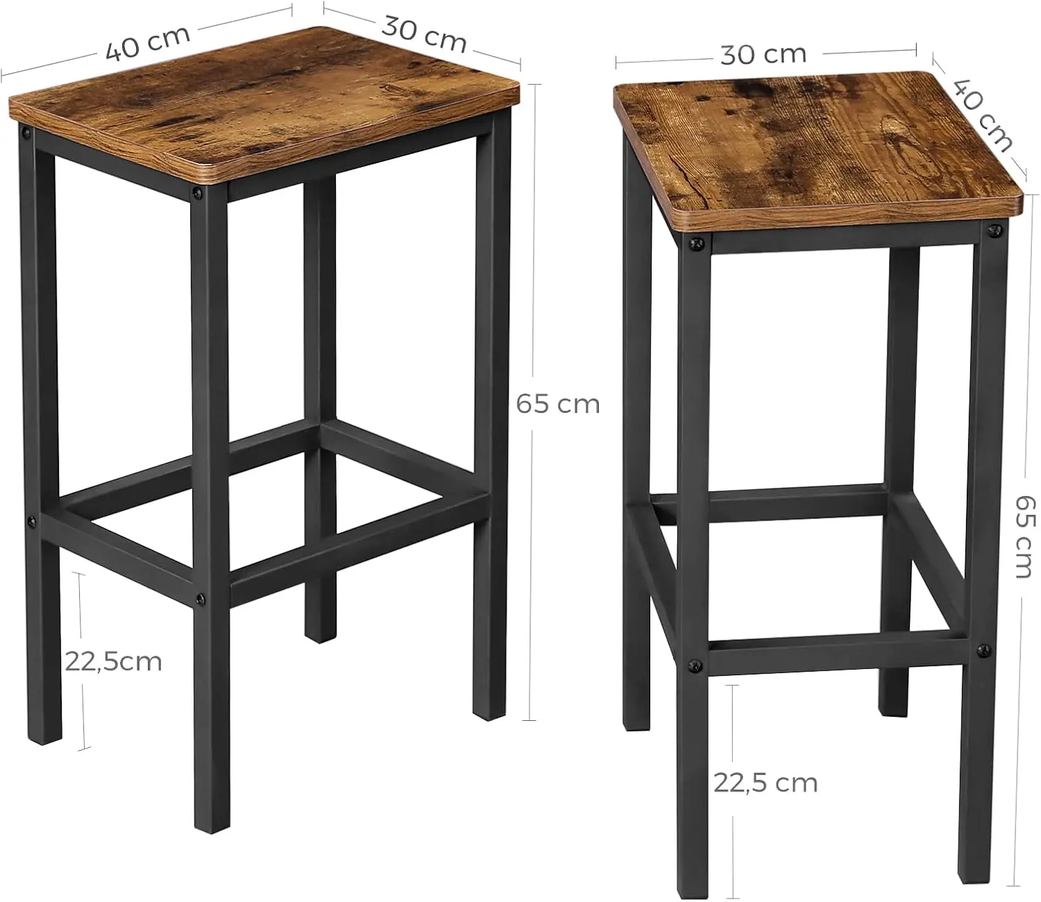 Set scaune de bar Vasagle LBC65X (Rustic Brown/Black)