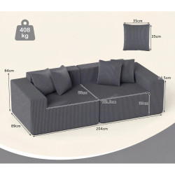 Бескаркасный диван Costway HV10775GR (Grey) Thumb
