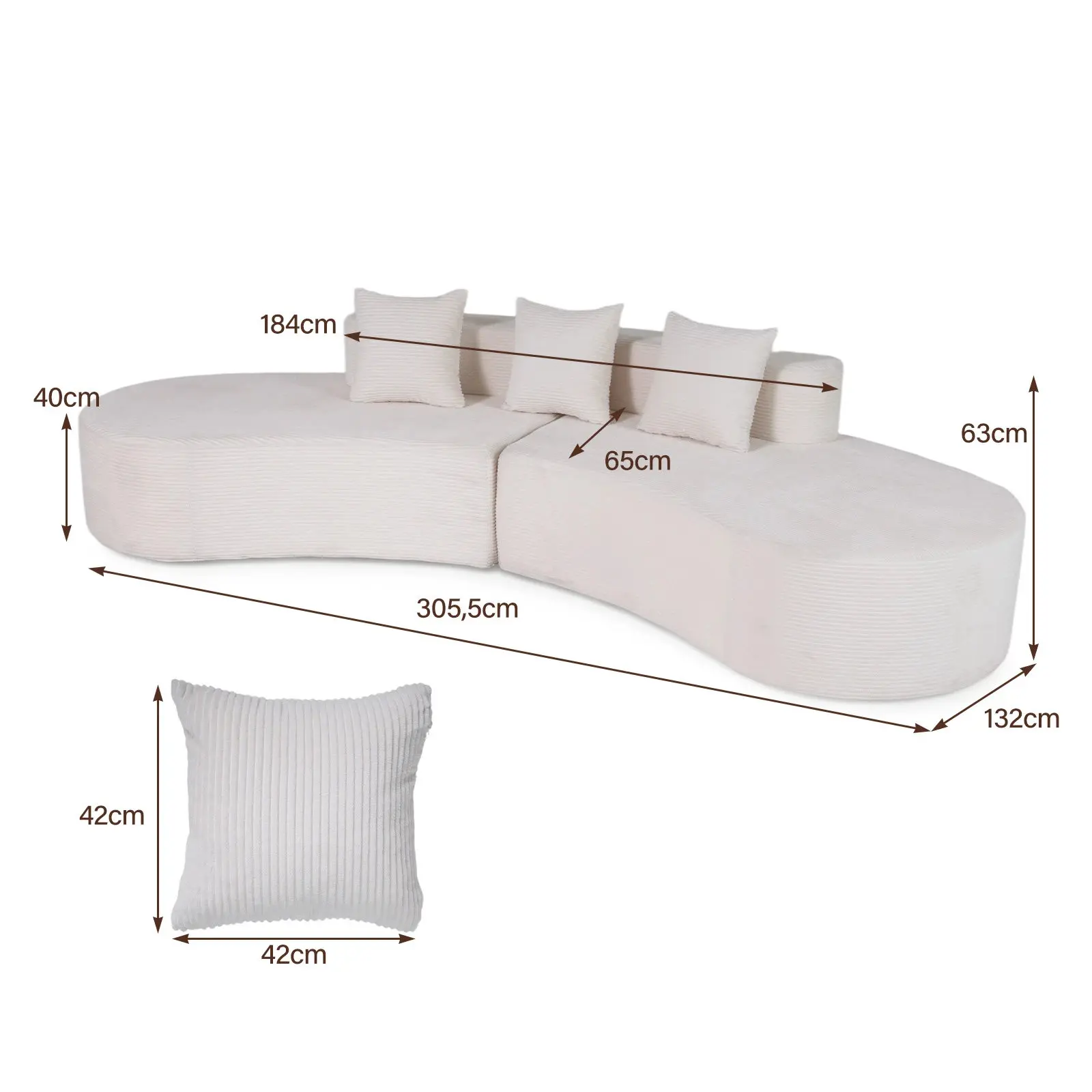 Бескаркасный диван Costway HV10776WH (White) - 3