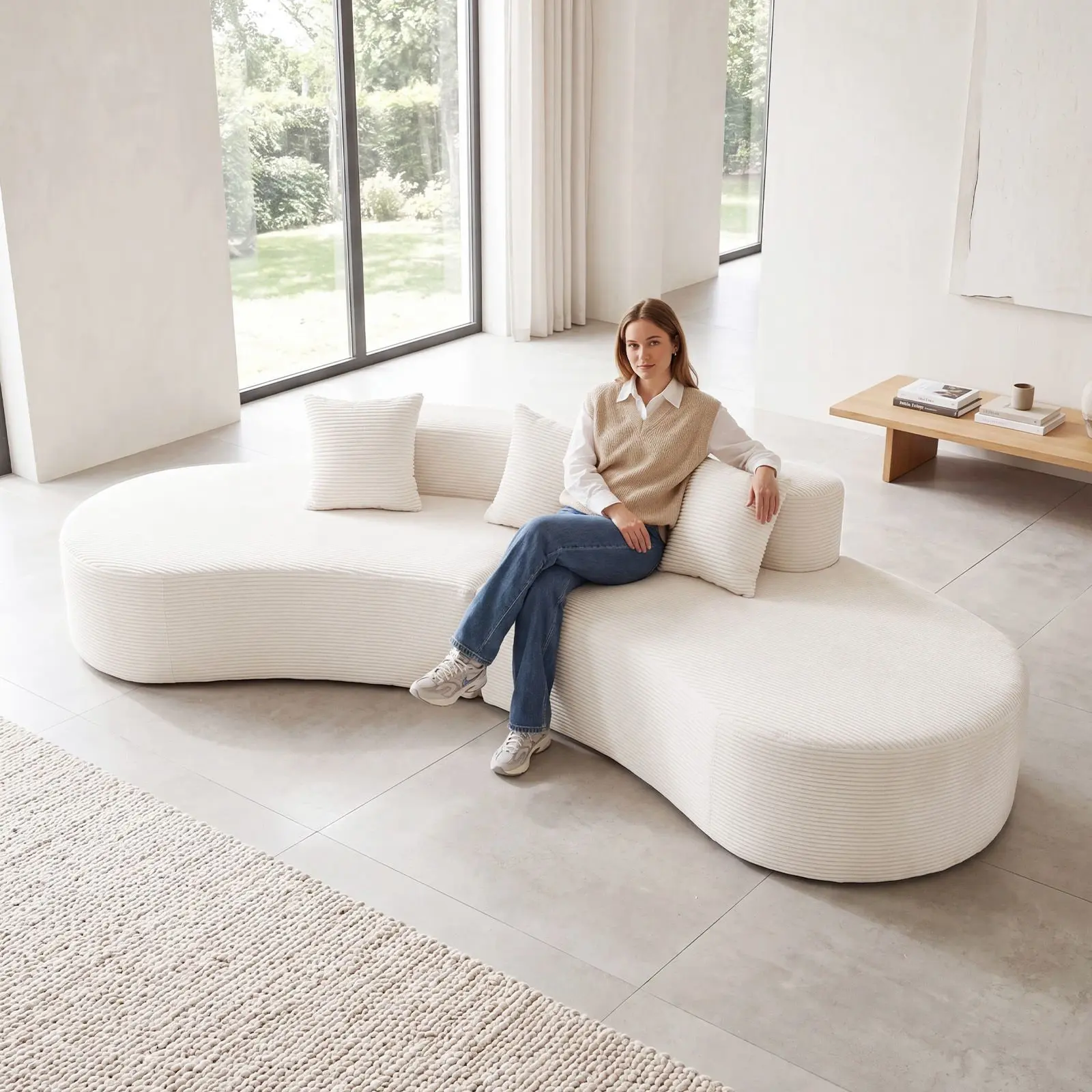 Бескаркасный диван Costway HV10776WH (White) - 6