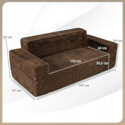 Бескаркасный диван Costway HV10778BN (Brown) Thumb